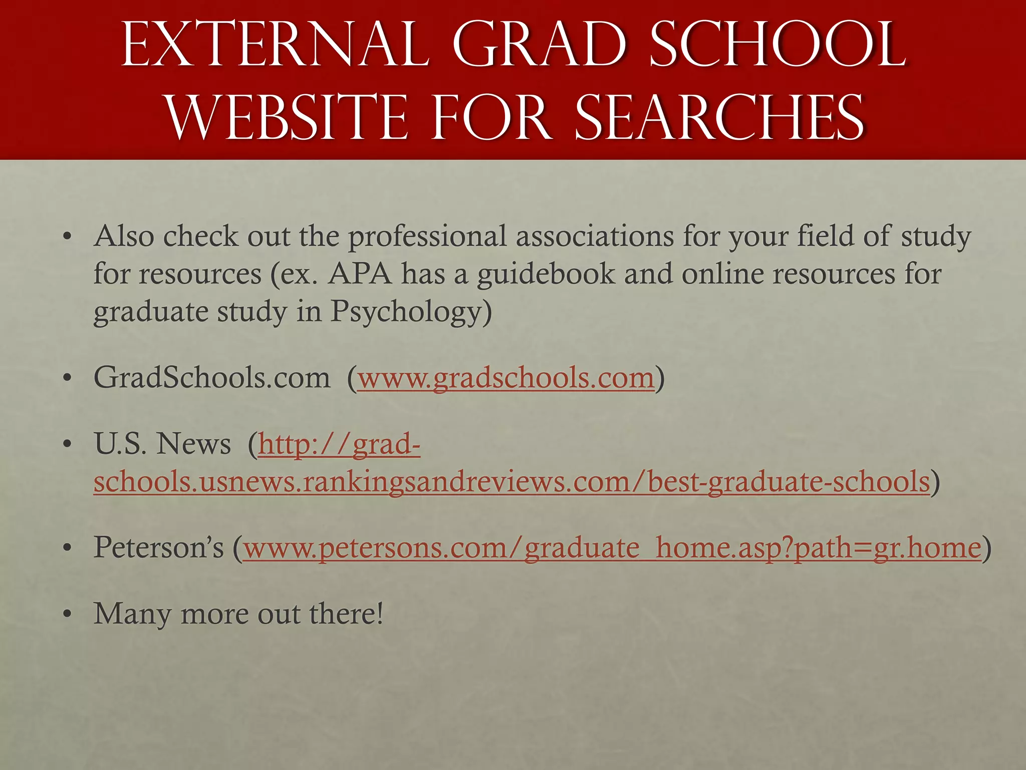 Overview of the Graduate School Application Process | PDF