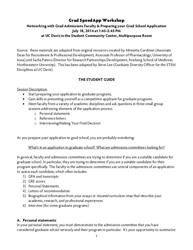 Uc davis graduate school personal statement