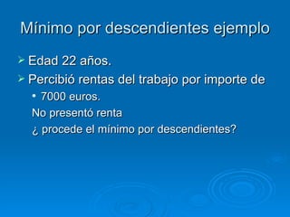 Mínimo por descendientes ejemplo Edad 22 años. Percibió rentas del trabajo por importe de  7000 euros. No presentó renta ¿ procede el mínimo por descendientes? 