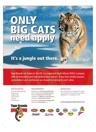 Tiger Brands Graduate Recruitment Brochure 2011