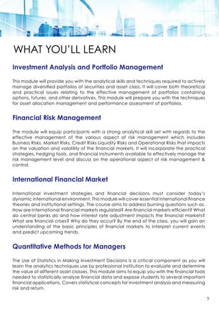 Graduate Diploma in Investment & Finance