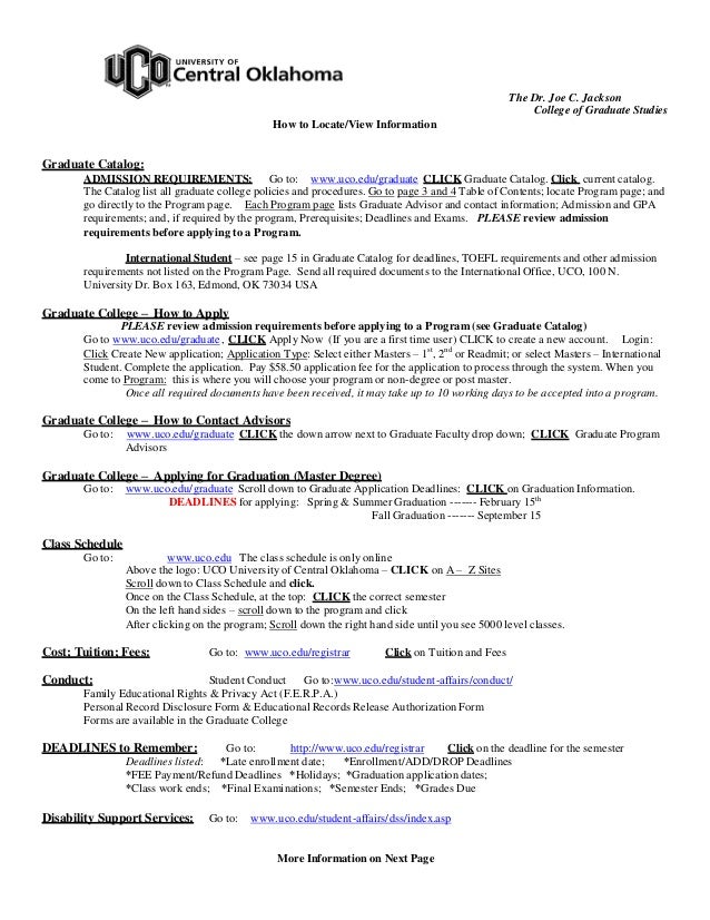 university of central oklahoma graduate information sheet student application information sheet