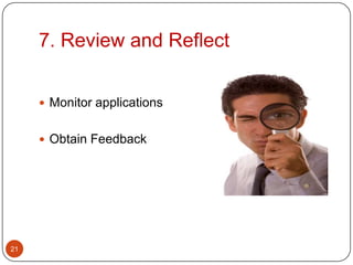 7. Review and Reflect


      Monitor applications


      Obtain Feedback




21
 