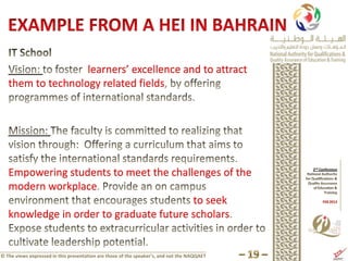 learners’ excellence and to attract
   them to technology related fields




   Empowering students to meet the challenges of the
   modern workplace
                                         to seek
   knowledge in order to graduate future scholars


© The views expressed in this presentation are those of the speaker’s, and not the NAQQAET
 