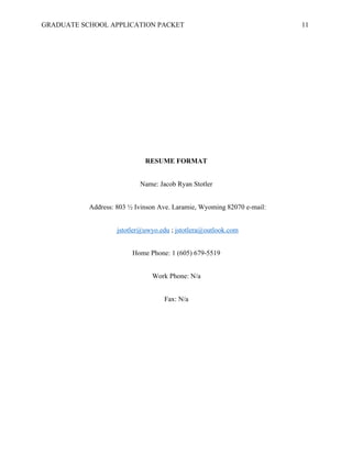 Graduate Application Essay Packet (Rejected) University of Wyoming | PDF