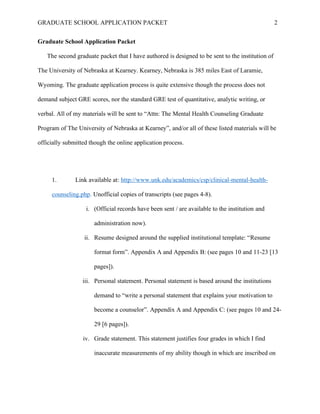 Graduate Application Essay Packet (Rejected) University of Wyoming | PDF