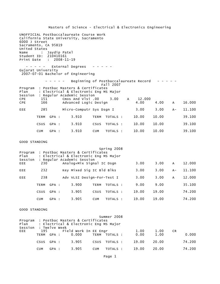 Graduate Transcript