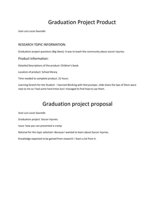 Graduation Project Sample Graduation project product proposal | DOCX