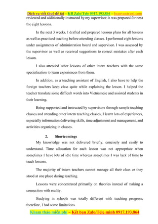 Graduation Project Report - Intern teacher at Tran Huy Lieu Secondary ...