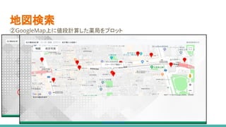 地図検索
②GoogleMap上に値段計算した薬局をプロット
 