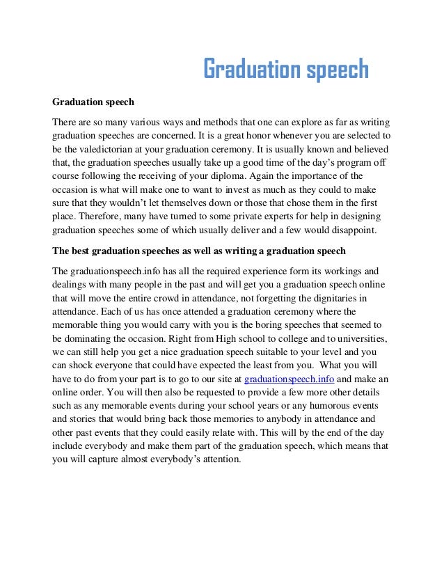 Help graduation speech to high school