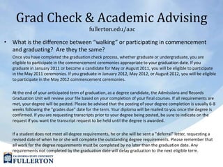 Grad Check Graduation workshop | PPTX