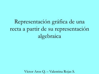Representación gráfica de una
recta a partir de su representación
algebraica
Víctor Aros Q. – Valentina Rojas S.
 