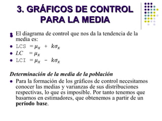 3. GRÁFICOS DE CONTROL PARA LA MEDIA 
