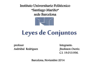 Instituto Universitario Politécnico 
“Santiago Mariño” 
sede Barcelona 
profesor Integrante: 
Asdrúbal Rodríguez Jhedisson Osorio. 
C.I. 19.013.936. 
Barcelona, Noviembre 2014 
 