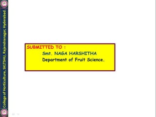 SUBMITTED TO :
Smt. NAGA HARSHITHA
Department of Fruit Science.
 