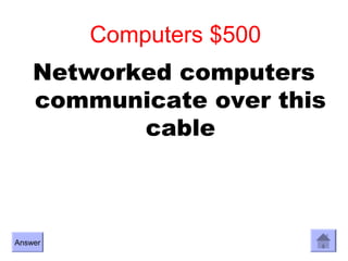 Computers $500
    Networked computers
    communicate over this
           cable



Answer
 