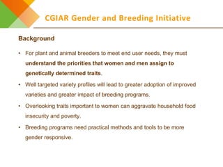 Design elements for gender-responsive breeding