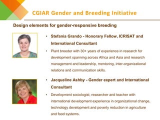 Design elements for gender-responsive breeding