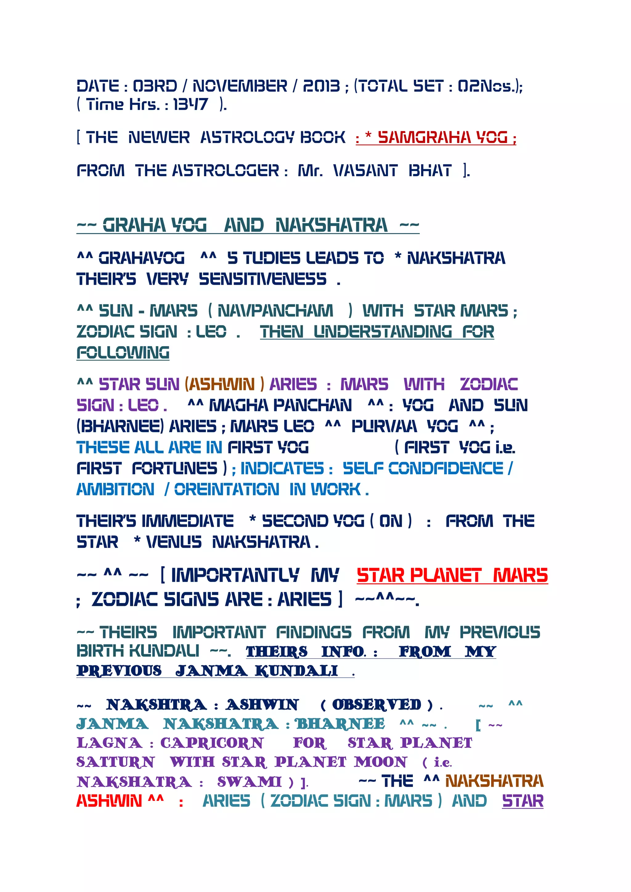 ~~ Grahayog and nakshatra ~~ | DOCX