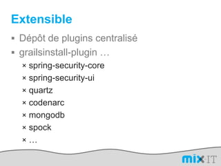 ExtensibleDépôt de plugins centraliségrailsinstall-plugin …spring-security-corespring-security-uiquartzcodenarcmongodbspock…