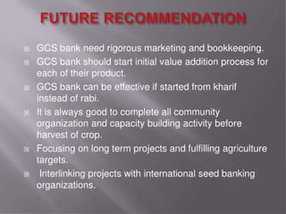 Grain cash seed bank