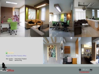 Office
Bigger land Mini Factory office
Site location : Pratumthani,Thailand
Owner : Banana King
 