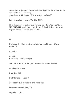 Grainger Re-Engineering an International Supply Chaincase.docx