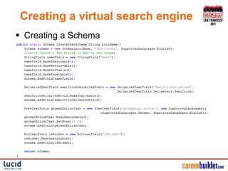 Creating a virtual search engine
 Creating a Schema
 
