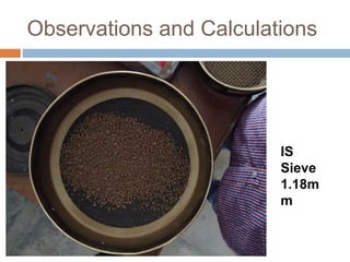 Observations and Calculations
IS
Sieve
1.18m
m
 