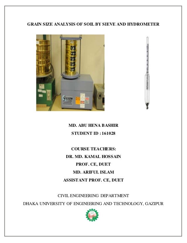 Grain size analysis of soil by sieve and hydrometer PDF