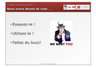 44Lyon JUG - Présentation Gradle
• Essayez-le !
• Utilisez-le !
• Faites du buzz!
 