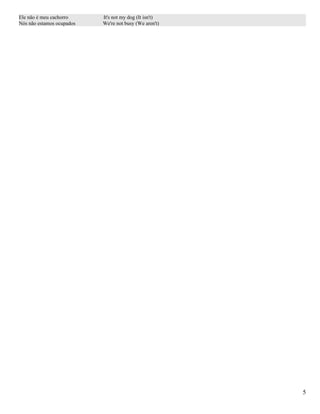 Ele não é meu cachorro     It's not my dog (It isn't)
Nós não estamos ocupados   We're not busy (We aren't)




                                                        5
 