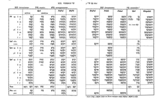 11 ,
22*
C~¡, «levantarse»
Pf sg. 3 m
f
2 m
f
1 c
pl. 3 c
2 m
f
1 c
Inf abs.
canso
Ipv sg. 2 m
f
pl. 2 m
f
Ipf sg. 3 m
f
2 m
f
1 c
pl. 3 m
f
2 m
f
1 c
Yus
Ptc acto
paso
activos
CI?
i1~~
t;l~~
t;1~i?
't:1~~
~~~
Ct)~i?
it)~i?
~~~~
cip
C~p
C~p
<
'~~p
~~~p
i1~~~
C~p~
C~pt;l
C~pt;l
'~~Pt;l
C~p~
1?~P~
i1~'~~pt;1
~~~pt;l
i1~'~~pt;1
C~p~
n~~ «morir»
Qal
estativos
i1D~
i1M~
T -
M~
: -
't:1~
~n~
CM~
'0' -
it)~
~~n~
: -
etc.
etc.
XIII. VERBOS '''l'
Ui;~ «avergonzarse»
Ui;~
i1~i~
MUi~
T :
'MUi~
. :
~Uii~
CMtzj~
... : T
it)~;
~~tzj~
:
tzji~
ntzj~
,.
tzji~
'~i~
•. e
~tl.',~
i1~tzjS
T:
tzji::l~
tzji::lti
tzji::lti
'~i:Jti
tzji::lN
...
~tzji:J~
i1~tzj~M
T : ••
~tzji:Jti
i1~~~ti
tzji::l~
Nifal
Cip~
i1~ip~
Di~~p~
ni?~p~
't:'li~~p~
~~ip~
C1)i~ip~
i1)i~ip~
~~i~~p~
CiPi:1
CiPi:1
CiPi:1
.<
'~'pi:1
.,(
~~'Pi:1
i1~~Pi:1
Cip~
Cipt:1
Cipt:1
'~ipt:1
Cip~
~~ip~
i1~~~t:1
~~ipt:1
i1~~pt:1
Cip~
Cip~
Cip~
Hif'il
C'Pij
i1~'Pij
Di6'piJ
ni~'PiJ
't:'li~'PiJ
~~'Pij
C1)i~'PiJ
i1)i~'PiJ
~~iO'PiJ
Cpij
C'Pij
Cpij
<
'~'Pij
~~'Pij
i1~~Pij
C'P~
C'pt;l
C'pt;l
'~'Pt;l
C'P~
<
~~'P~
i1~~Pt;l
~~'pt;l
'"
i1~~pt;l
C"P~
y '''l' (§§ 438)
Hofal
Ci?~i1
i1~l?~i1
t;l~~~i1
t;1~i?~i1
't:1~~~i1
~~l?~i1
Ct)~i?~i1
it)~i?~i1
~~~~~i1
Ci?~'
Ci?~M
Ci?~M
'~l?~M
Ci?~N
~~j?~'
i1~~i?~M
~~l?~M
i1~~~~M
Ci?~~
Polél
C~ip
i1~~ip
t;l~~'ip
t;1~~ip
<. •
't:1~~,p
~~~ip
Ct)~~ip
it)~~ip
<. •
~~~~'p
C~ip
C~ip
'~~ip
~~~ip
i1~~~ip
C~ip;
C~ipt;1
C~ipt;1
'~~ipt;1
C~ip~
~~~ip;
i1~~Qipt;1
~~~ipt;1
i1~Q~ipt;1
C~ip~
Polal
C~ip
i1~~ip
t;l~~ip
t;1Q~iP
<. •
't:1~~'P
~~~ip
Ct)Q~iP
it)Q~iP
~~~~ip
C~ip;
C~ipt;1
C~ipt;1
'~~ipt;1
C~ip~
~~~ip;
i1~Q~ipt;1
~~~ipt;1
i1~Q~ipt;1
C~ip~
7':;l «entender»1
Qal
(j':;l)
(m'~)
T •
etc: (como t:lj?)
r:;l
'~'$
<.
~~':;l
r~~
i'~t;l
r~t;l
'~'~M
• T
r~~
~~~,
• T
i1~'3'::lM
T '0' <. :
~~'::lM
• T
i1~'3'::lM
T ',0 • :
i'~~
1 Nif'al q;::l~) e Hif'il q';m de l'~ se conjugan como NWal e Hif'il de C'p.
Hitpolel
M~~i~ni1
: : - : .
'M~~i~ni1
. : - : .
~~~i~ni1
I l '
cM~~i~ni1
... : - :.
it)~~i~Di:1
~~~i~ni1
- l '
Pi~D~
Pi~Dt:1
Pi~Dt:1
'~~i~nM
.: : .
pi~D~
~~~i~n'
<: : .
i1~~,~nM
TOO : .
~~~i~nM
<t:, : •
i1~~,~nM
TOO : .
Pi~D~
 