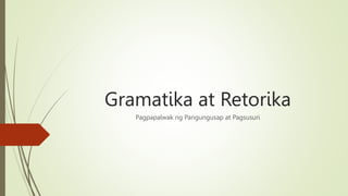 Gramatika at Retorika
Pagpapalwak ng Pangungusap at Pagsusuri
 