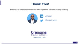 37
Thank You!
@kesaritweets
/gkesari
gramener.com
Reach out for a free discovery session: https://gramener.com/data-advisory-workshop
 