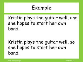 Coleman’s Classroom www.clmn.net
Other Things to Check?
1. At the beginning, look
for Subordinators AND
Relative Pronouns (who,
which, that)..
2. Then make sure have an
Independent Clause too!
 