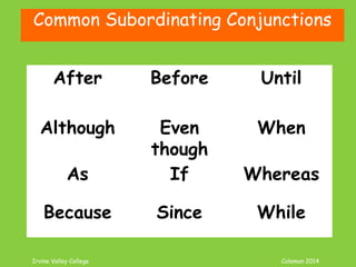 Coleman’s Classroom www.clmn.net
Sentence?
Inspires many poets and
song writers.
Music inspires many poets.
 