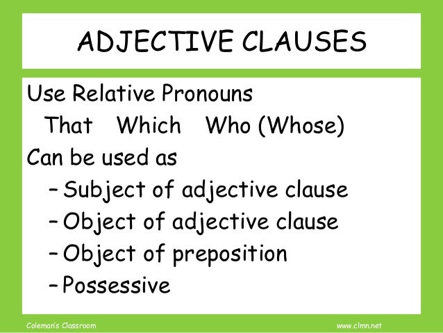 Adjective Clause Review and Practice