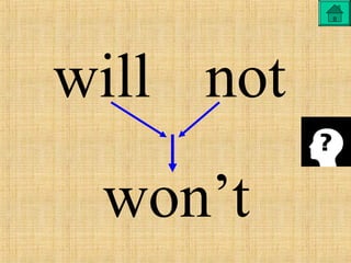will not
won’t
 