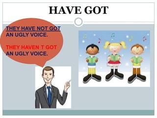 HAVE GOT
THEY HAVE NOT GOT
AN UGLY VOICE.

THEY HAVEN T GOT
AN UGLY VOICE.
 