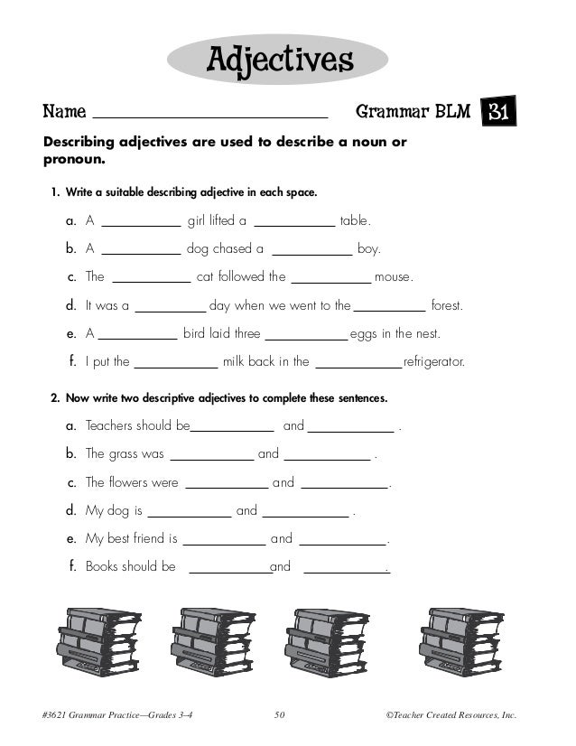 Adjectives for writing. Limiting adjectives. Grammar Practice 3. Write the suitable pronoun.