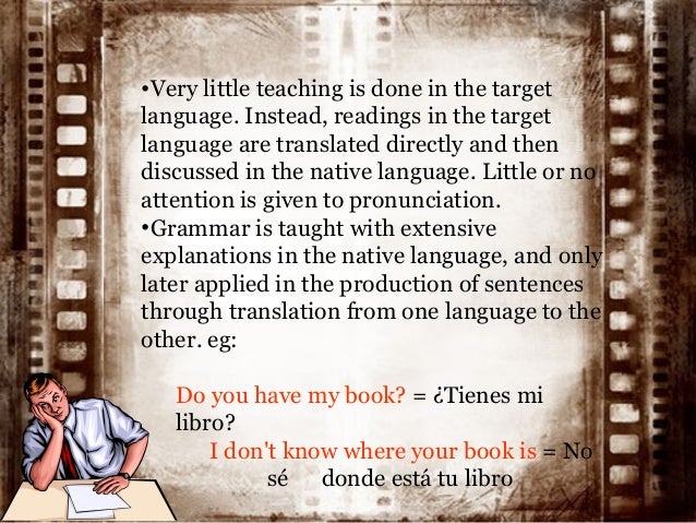 grammar translation method Choosing the most appropriate method in teaching a second language has always prompted arguments among educators in the field the earliest practice known as the grammar translation method (gtm) has been overshadowed by communicative language teaching (clt) in many classrooms worldwide. grammar translation method Choosing the most appropriate method in teaching a second language has always prompted arguments among educators in the field the earliest practice known as the grammar translation method (gtm) has been overshadowed by communicative language teaching (clt) in many classrooms worldwide.