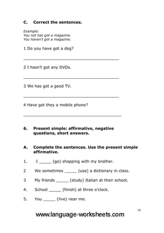 grammar worksheets