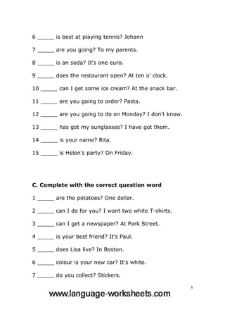 grammar worksheets