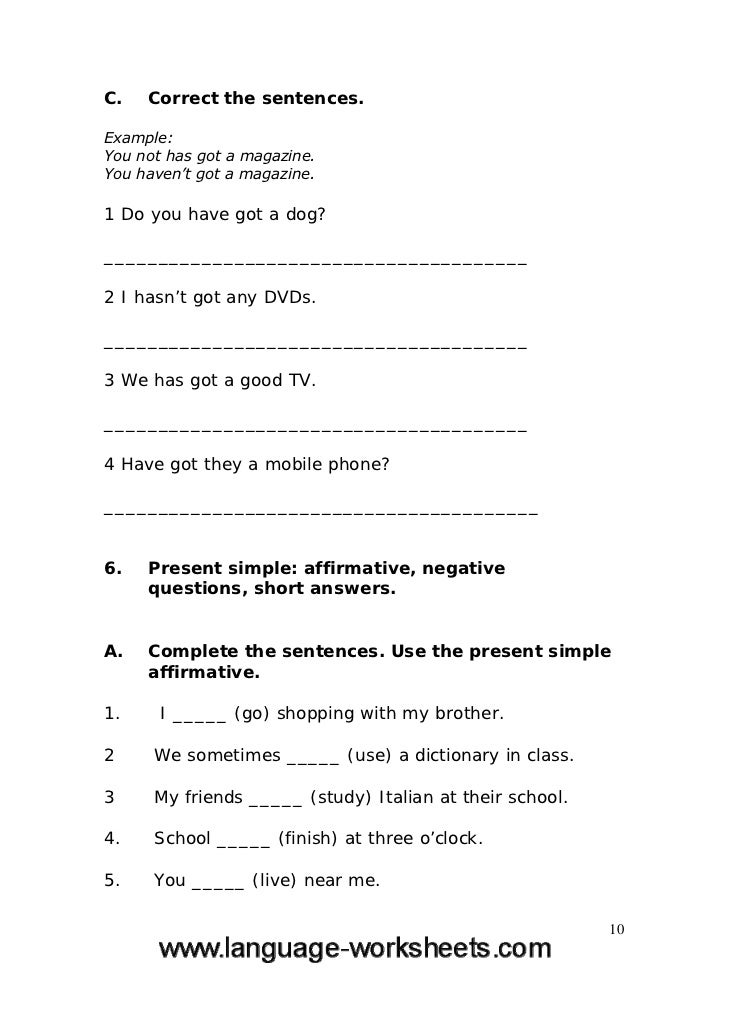 Grammar Worksheets