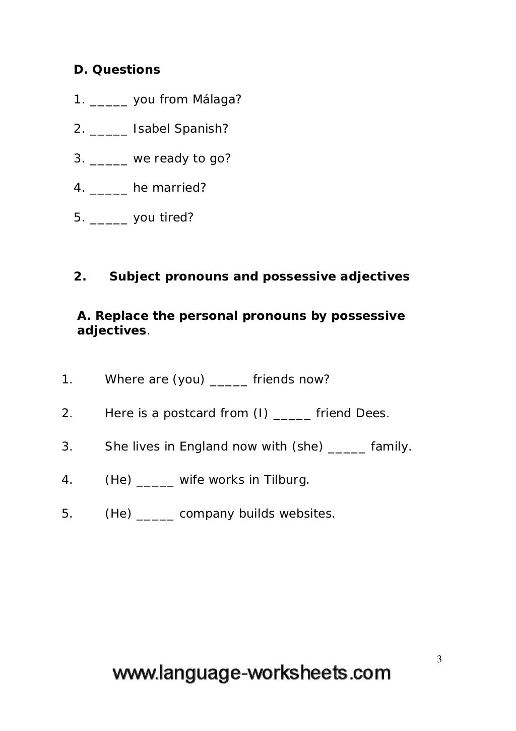 Grammar worksheets