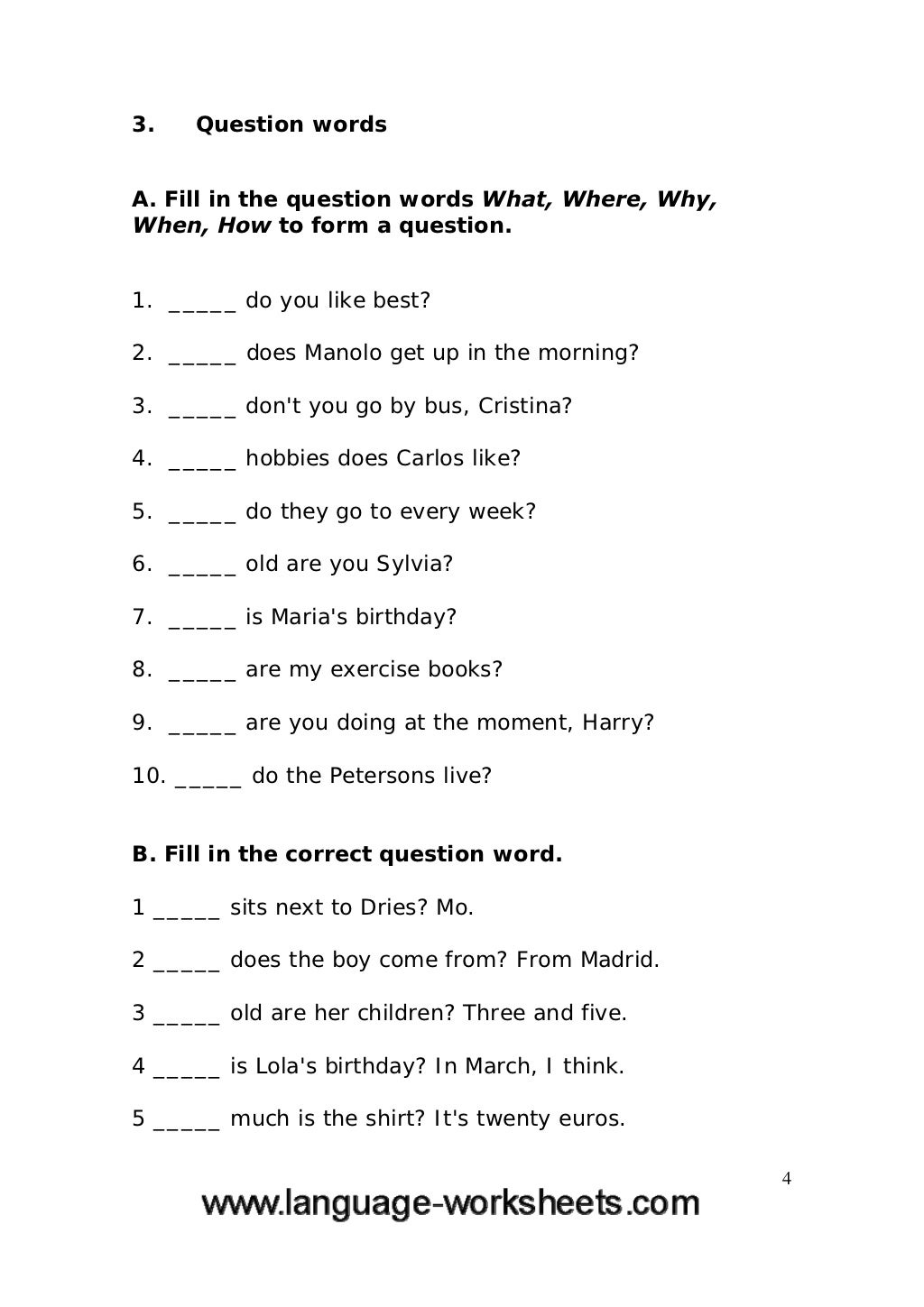 Grammar worksheets