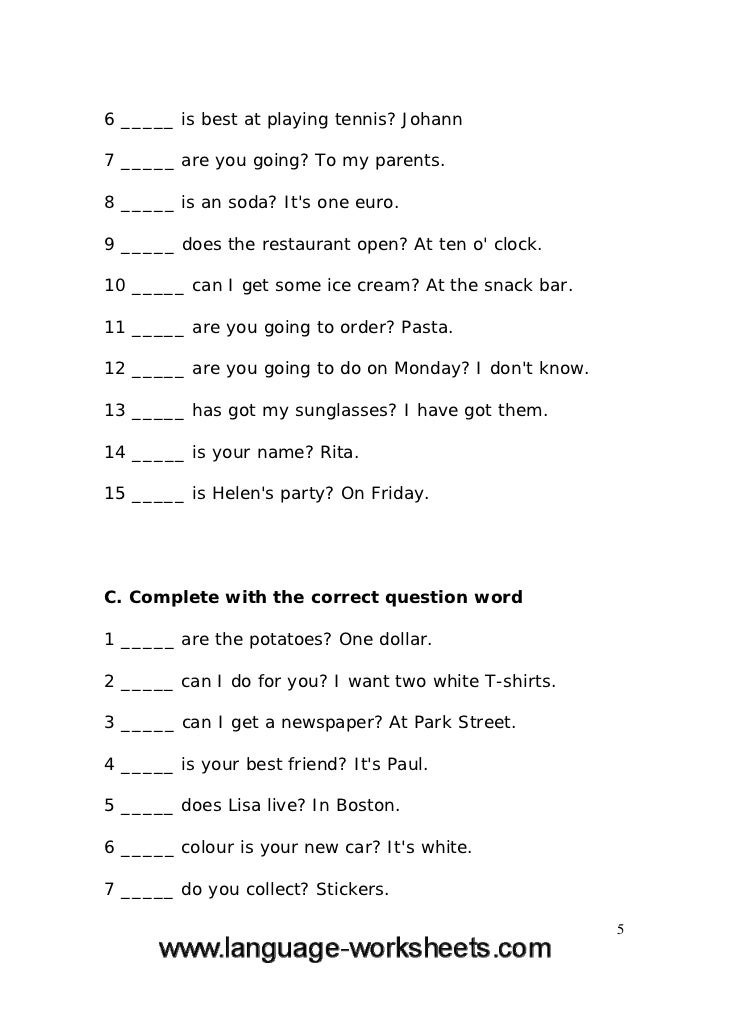 Grammar Worksheets