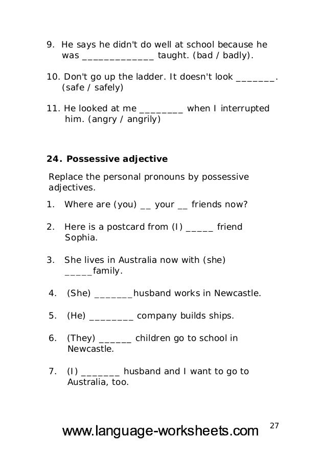 Grammar Worksheets Secondary